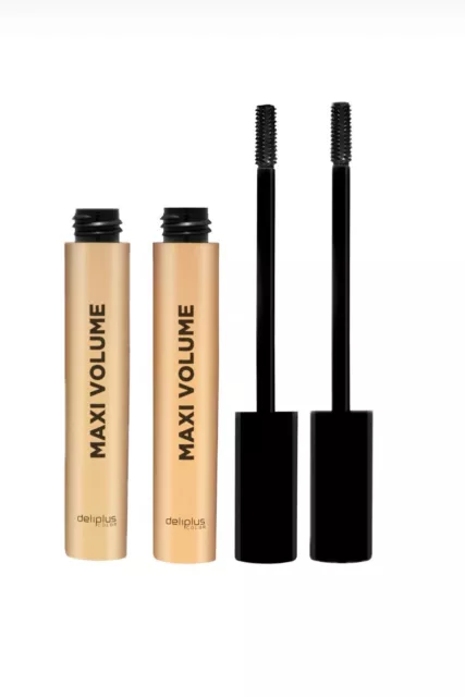 2 X Deliplus Maxi Volume and length. Mascara black. For a perfect eye-contact.