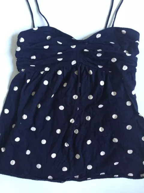 Jcrew Flowy Cami Navy White Polka Dot Layering Tank Dressy 100% Cotton XXS