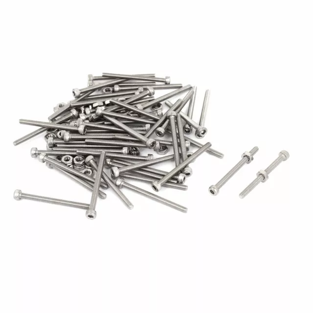 M2.5x30mm Presa Esagonale Testa Con zigrinatura Tappo Viti Bulloni Set Dadi 50pz