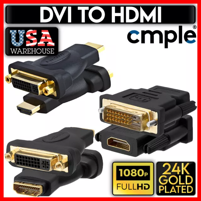 2 piezas adaptador HDMI a DVI cable monitor convertidor HDMI DVI-D 24+1 pin HDTV LCD