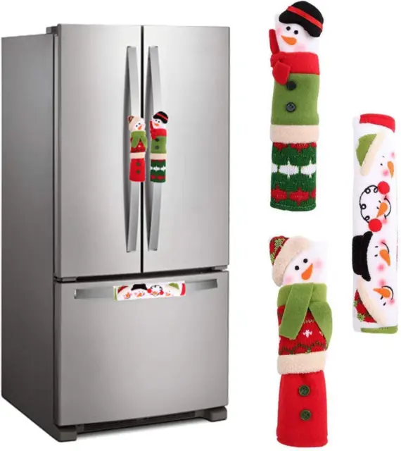 3 Piece Set Christmas Snowman Refrigerator Door Handle Covers Appliance Handle