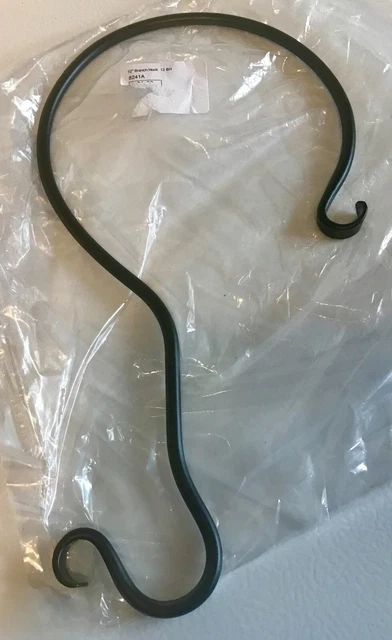 Hand Worked 12" Sturdy Black Wrought Iron Fancy Tree Limb Branch S Hook HD Stock