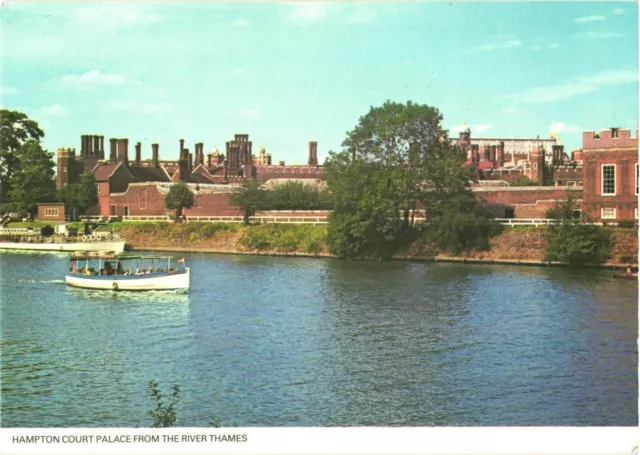 View of Hampton Court Palace From The River Thames, England Postcard