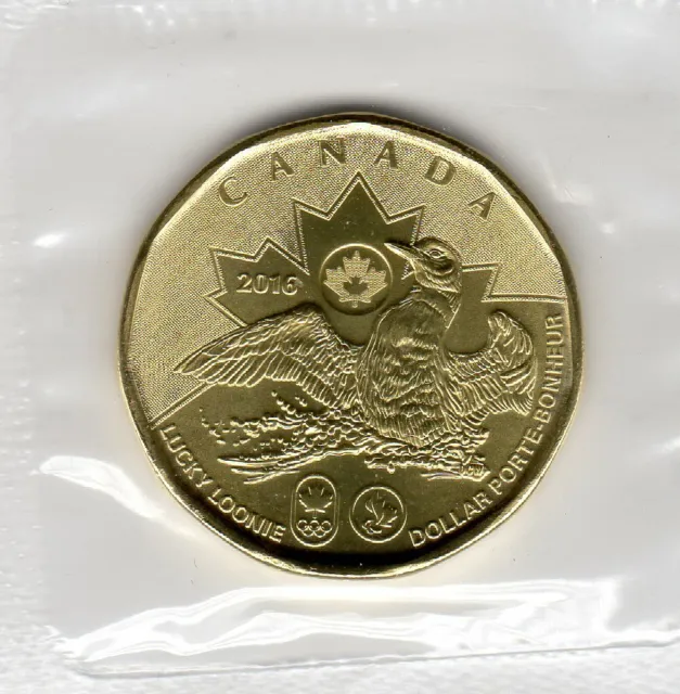 2016 Canada $ 1 Coin Lucky Loonie Obverse Queen Elizabeth II Sealed by the Mint