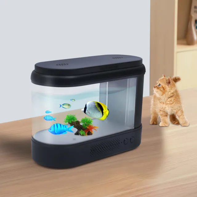 Mini Fish Aquarium Small Desktop Water Cycle Grass Tank Silent Landscape Betta 12