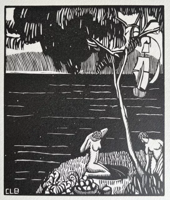 Constant Le Breton Woodcut Woodcut Poem Baudelaire Nude Female Navy