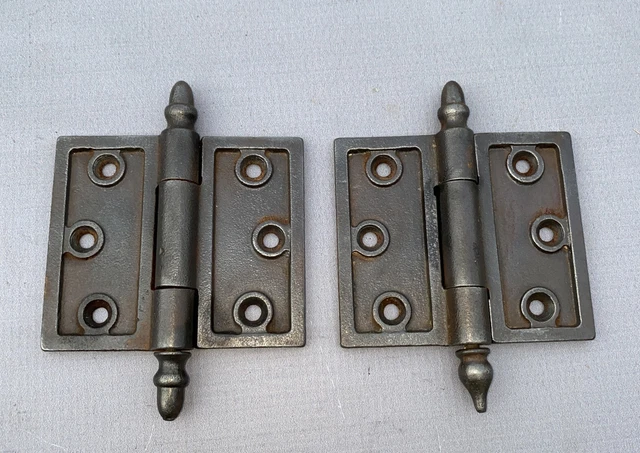 Pair Antique Eastlake Victorian Steeple Hinges 3 x 3 1/2"