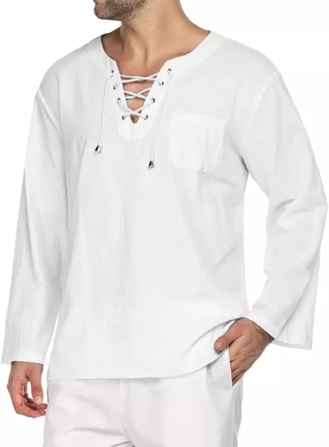 COOFANDY Mens Fashion T Shirt Cotton Linen Tee Hippie Shirts V-Neck Yoga Top