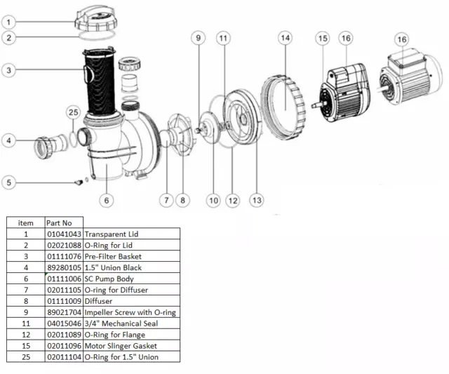 Emaux Sc Series Pump Genuine Parts Sc050 Sc075 Sc100 Sc150 Sc200