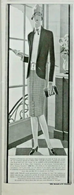 Publicité De Presse 1927 High Life Tailor Costumes Tailleurs Manteaux Été Femme