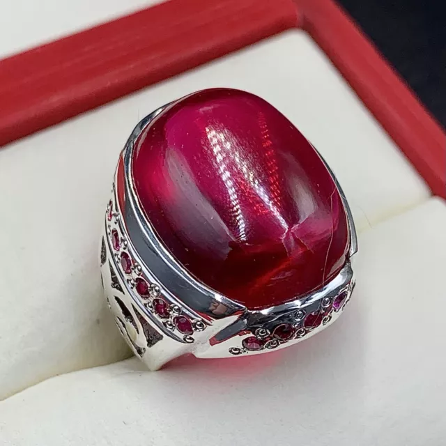 Cabochon Ruby Ring Ruby Gemstone 925 Sterling Silver Ring Yaqoot Ring For Men