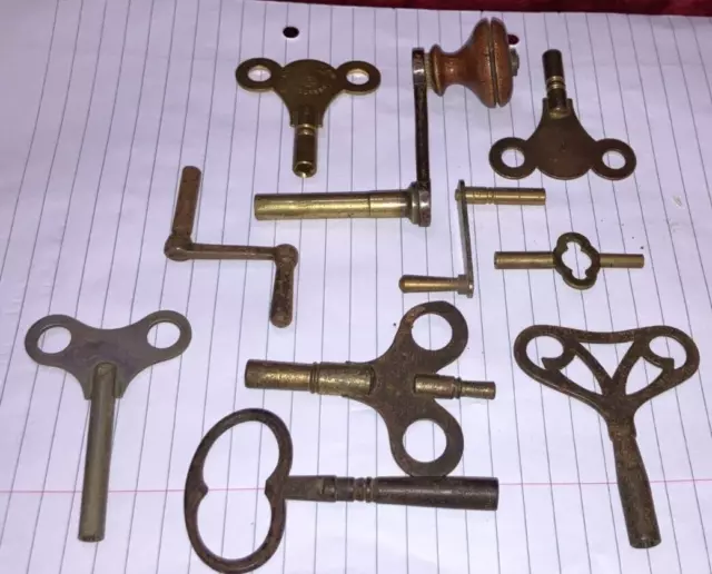 Job Lot Of Ten Mixed Antique Clock Keys Job Lot Of Ten Mixed Antique Clock Keys