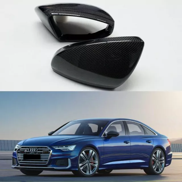 Carbon Fiber Wing Mirror Cover Caps For Audi A6 C8 A7 2019+, A8 2018-19 LHD Only