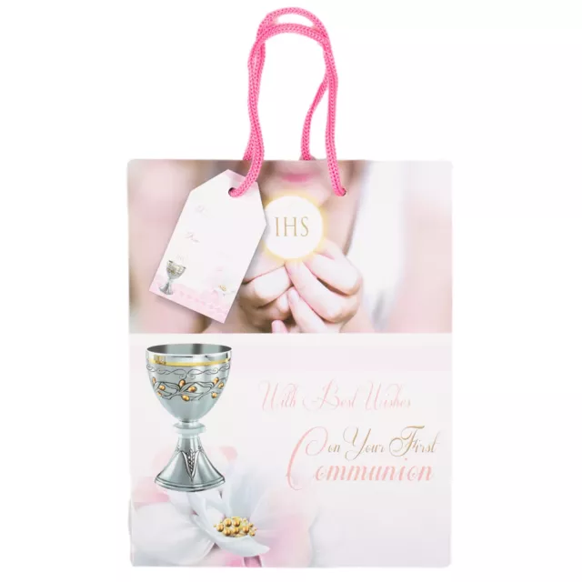 1st Holy Communion Gift Bag Pink Girl Holy Catholic Special Occasion Medium