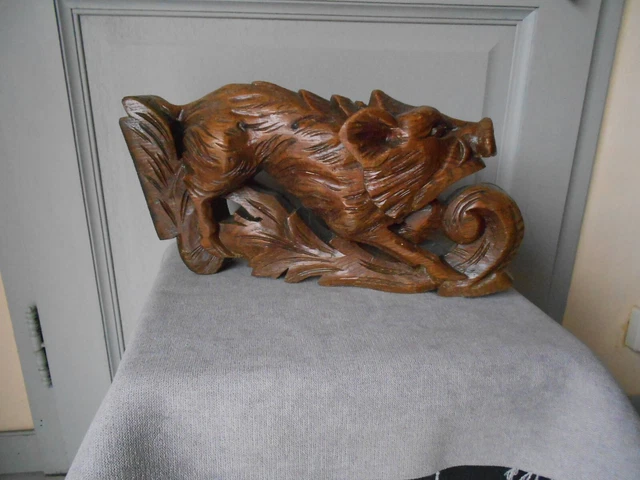 Vintage french  Black Forest Hand Carved Wooden Wild Boar Sculpture 2