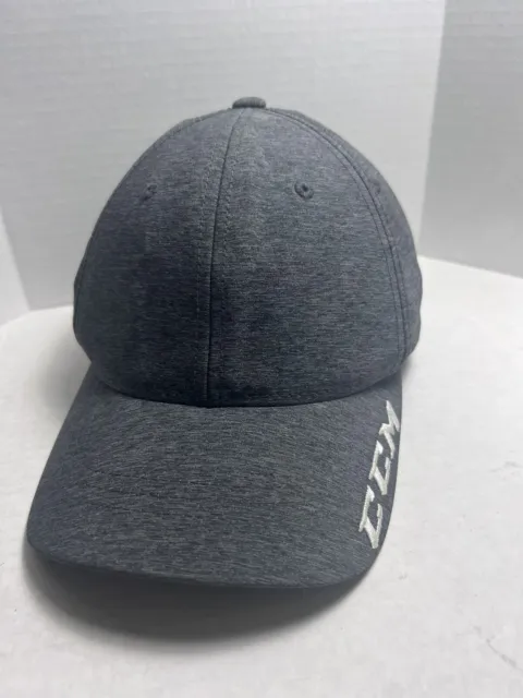 CCM Hockey Adjustable Strapback Cap Hat White grey Embroidered Logo