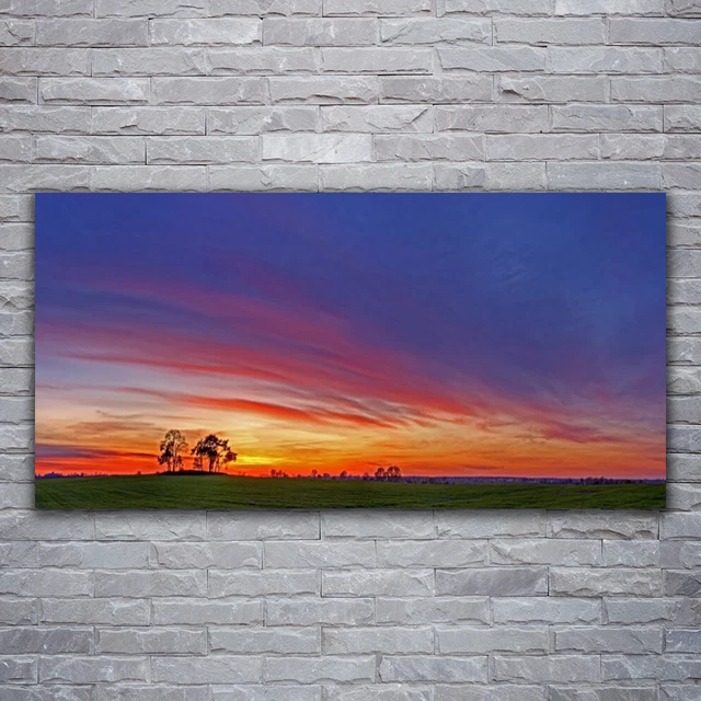 Tableau Image Impression sous verre 140x70 Nature Forêt Sentier Soleil