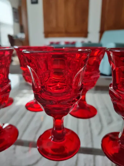 Set of 10 Fostoria Argus Ruby Red Glass Wine Juice Goblets Glasses