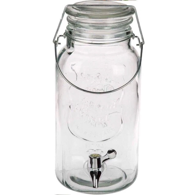 Caraffa Dispenser In Vetro Da 4 Litri Con Rubinetto Cromato - Per Bevande Fredde, Party, Buffet E Casa