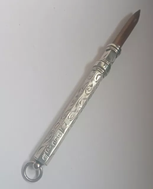 Antico Supporto Matita Argento Massiccio Birmingham 1922.