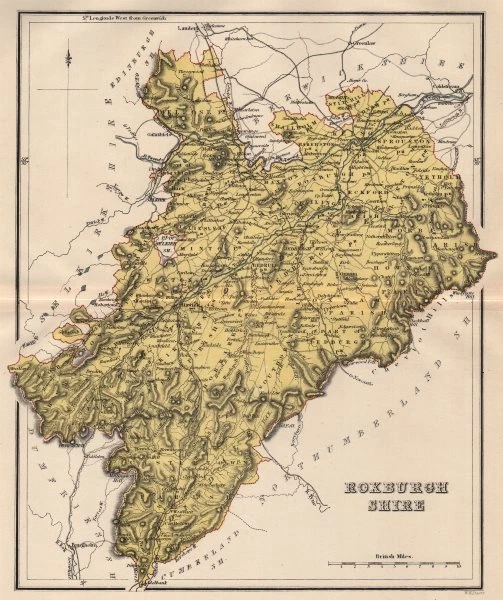 ROXBURGHSHIRE. Antique county map. Scotland. LIZARS 1885 old chart