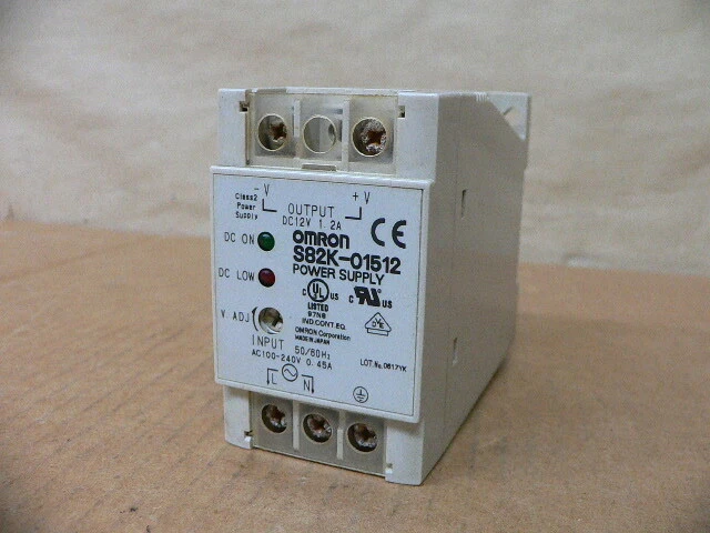 OMRON POWER SUPPLY S82K-01512 DC12V 1.2A AMP 100-240Vac 0.45A AMP S82K-01512