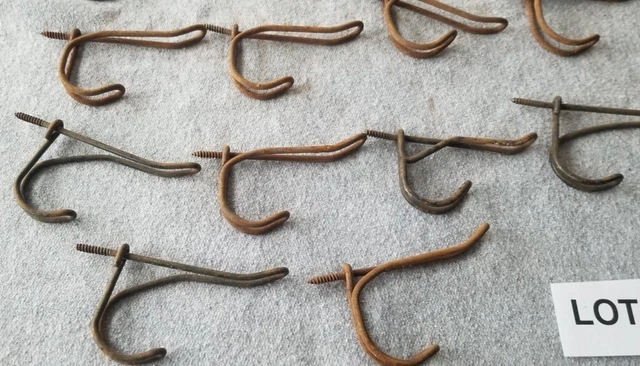 #3  Lot Of 27 Vintage Antique School Farm House Screw In Wire Coat Hat Hooks