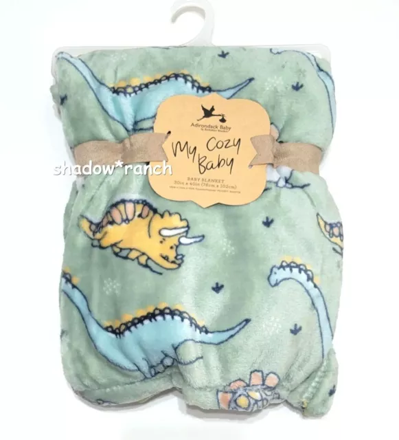 Adirondack Baby Dinosaurs Green Fun Dino Print My Cozy Blanket Lightweight Plush