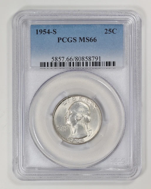 Quarter Dollars Silver Coinage 1954 S PCGS MS-66