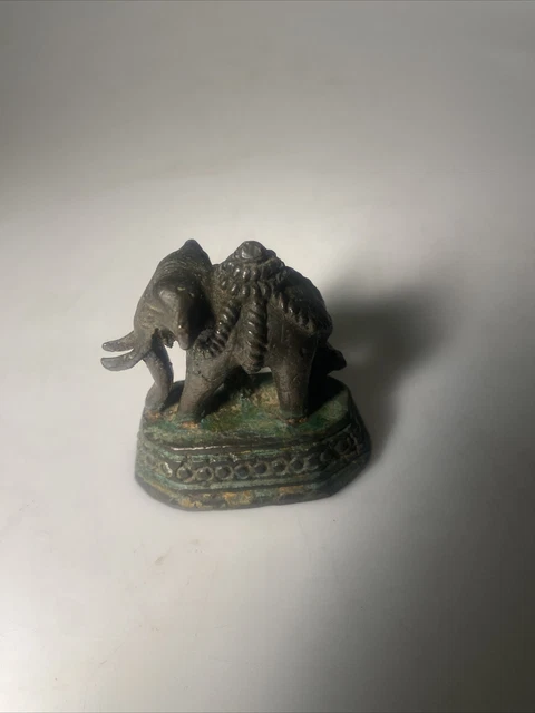 Asia Antique Elephants Opium Weight  Bronze 308 grams