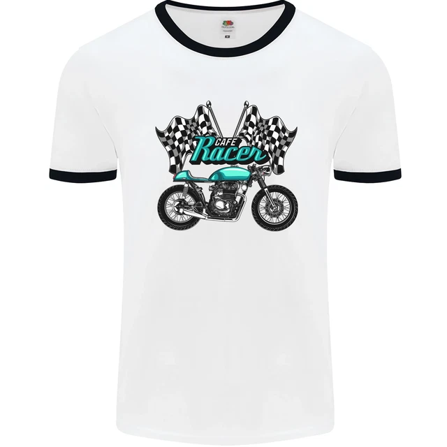 Cafe Racer Biker Motorcycle Motorbike Mens Ringer T-Shirt