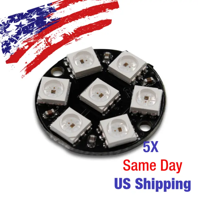 WS2812 5050 RGB 7 Bit LED Circle Module USA SHIPS TODAY! 5PCS