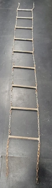 Vtg Old Industrial Chain Ladder Iron Rung 14 Ft Hanging Rustic Tree House Climb