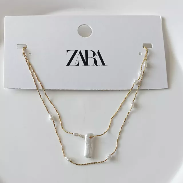 New 2pcs 15"+16" Zara Pearl Collar Necklace Gift Fashion Lady Party Show Jewelry