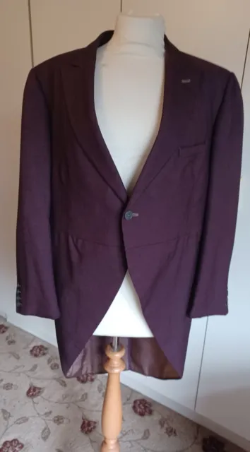 Cappotto da mattina teatrale vintage cappotto coda lana viola scuro tweed 40" vittoriano