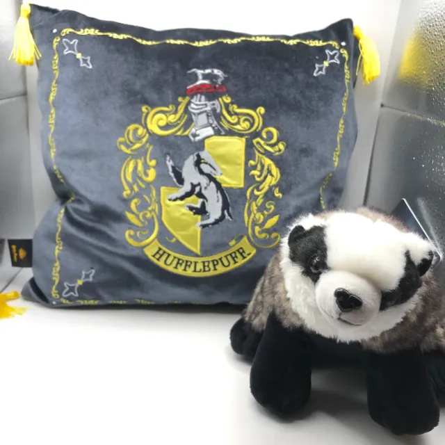 Harry Potter Hufflepuff House Crest Pillow and Badger Mascot Plush Toy Pillow