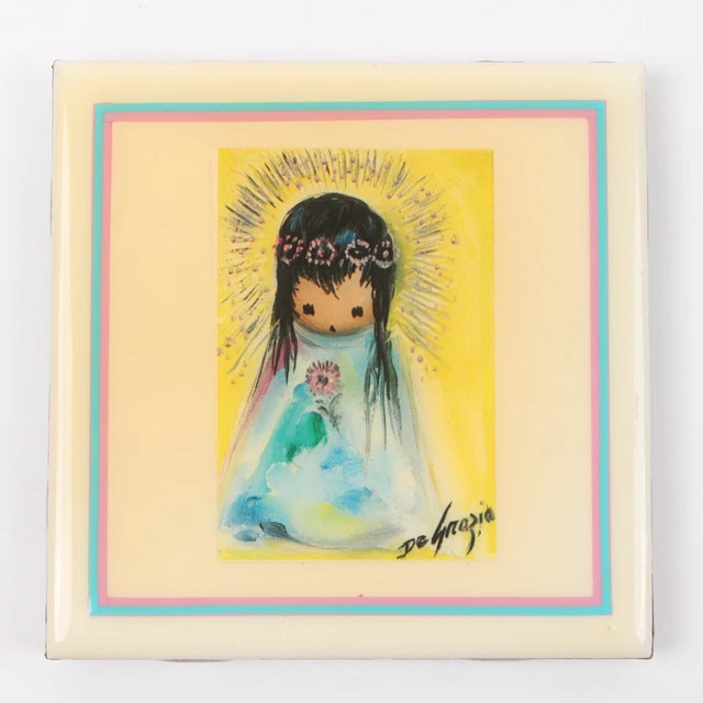 DeGrazia Decorative Hanging/Standing Tile Art Little Turquoise Madonna 4.5"