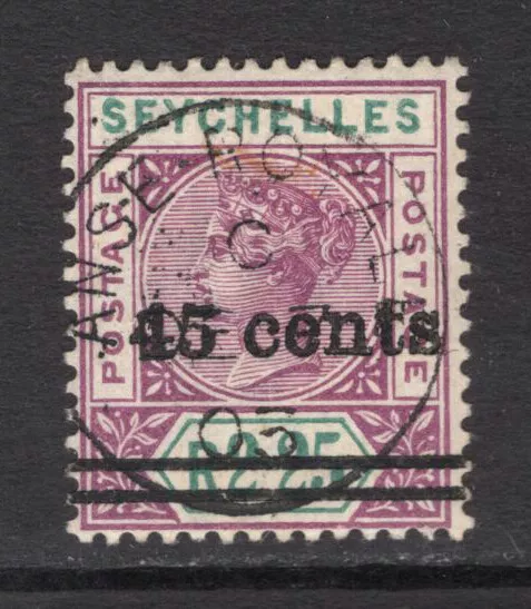 M18962 Seychelles 1902 SG45 - 45c on 2R 25c bright mauve & green