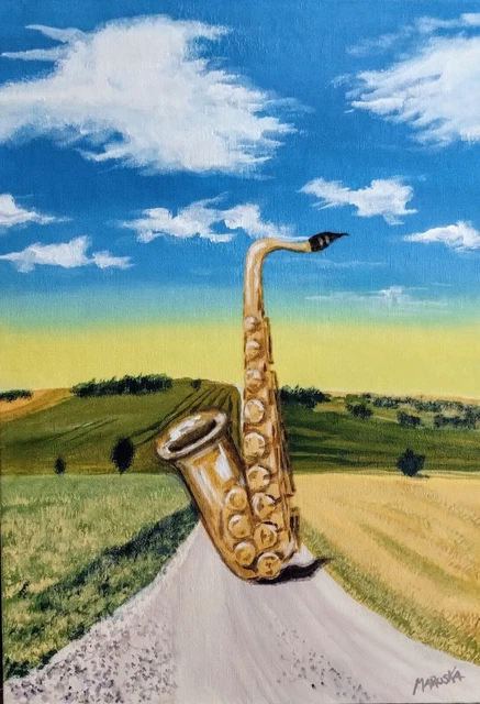 Dipinto di Umbria Jazz, acrilico su cartone telato, 35 x 50 cm