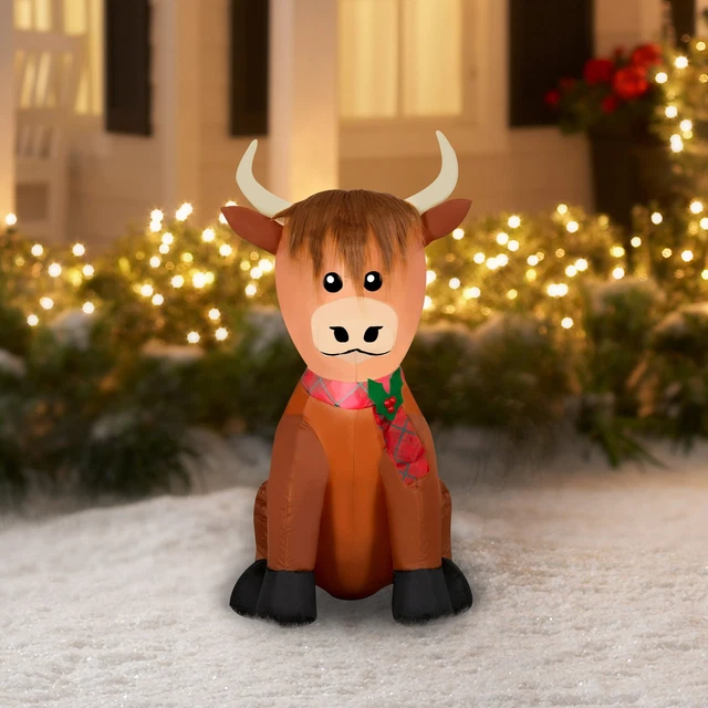 HOLIDAY TIME HIGHLANDER COW Airblown Inflatable Christmas Yard