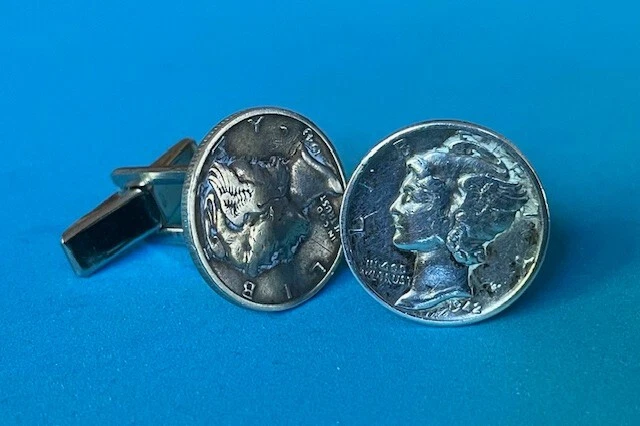 Mercury dime cuff links, 900 silver Mercury dime cuff links, 900 silver