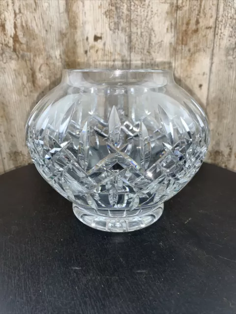 Rosenschale Blumenvase geschnittenes Glas/Kristall 1,9 kg 6 Zoll hoch 7 Zoll breit