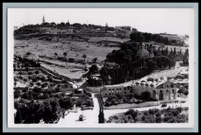 MOUNT OF OLIVES Vintage RPPC Photo Postcard c1950s Jerusalem Photo Leon Jlm