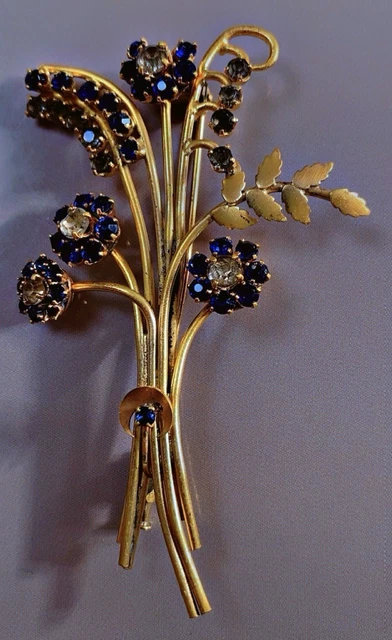 Ancienne broche fantaisie en verre strass vintage 1950