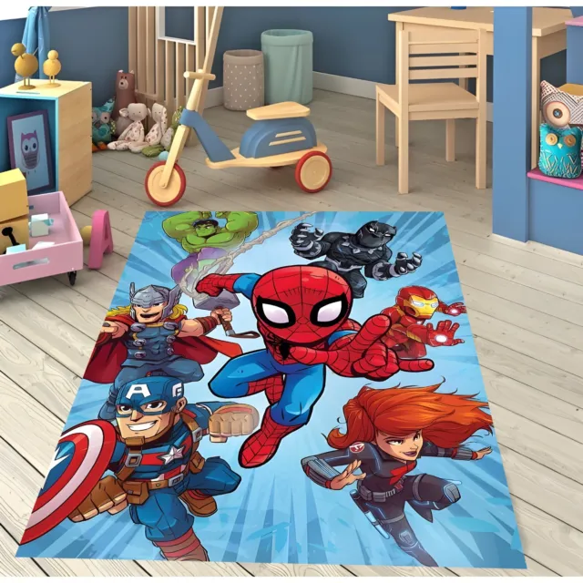 Superhero Rug, Spiderman Rug, Kids Room Rug, Gift Rug for Kids, Soft Printed Rug