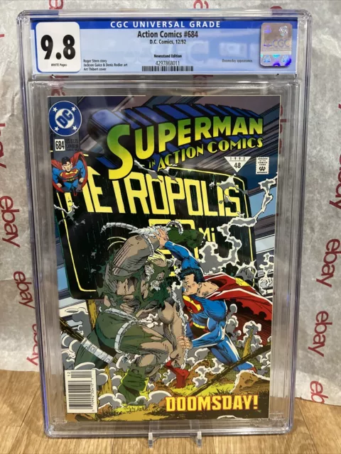 Action Comics #684 CGC 9.8 NEWSSTAND! 1992 Doomsday! Superman! 1st New Slab 1st