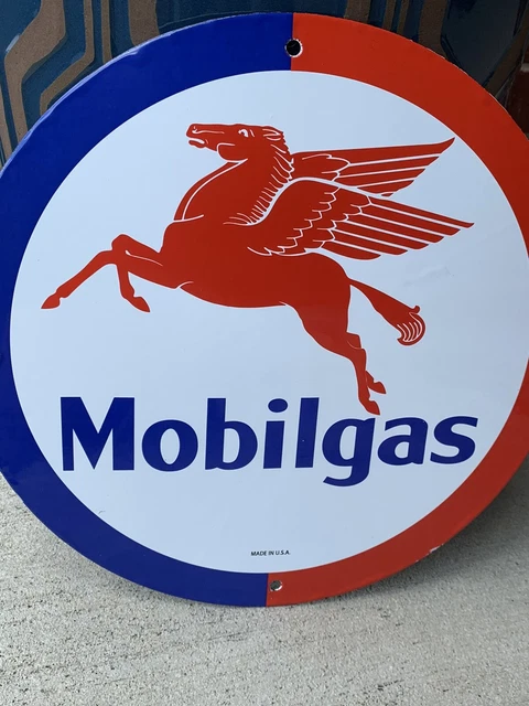 MOBIL MOBILGAS MOBILOIL Pegasus Flying Horse Oil Porcelain Gas Sign EUR ...