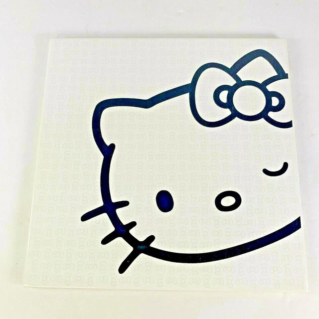 Hello Kitty Deco Tile Ceramic Sanrio Approx 8" x 8" Black & White Head Winking