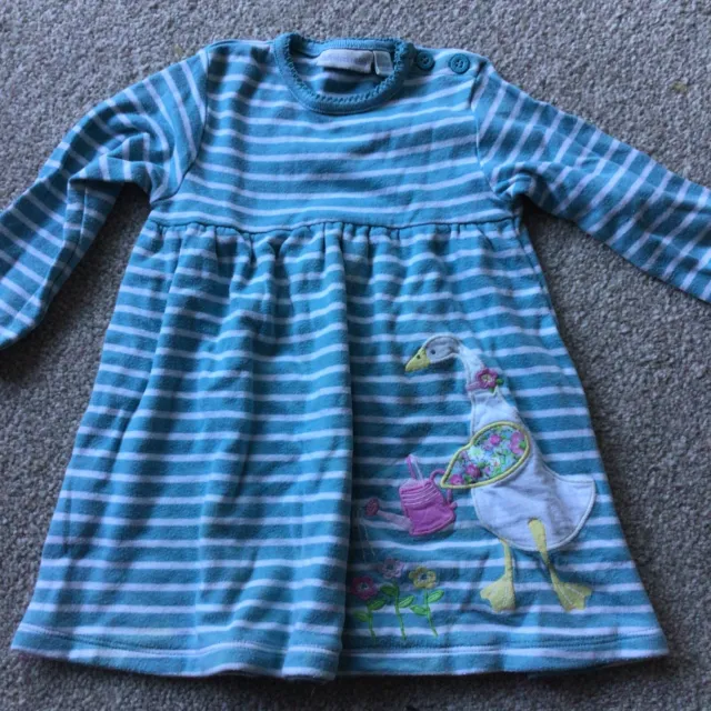 Jojo Maman Bebe Blue Stripy Dress Age 6-12 Months