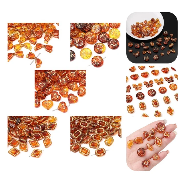 Lot De 37 Perles D'AMBRE Naturel Facettées - Orange - Vintage - Occasion